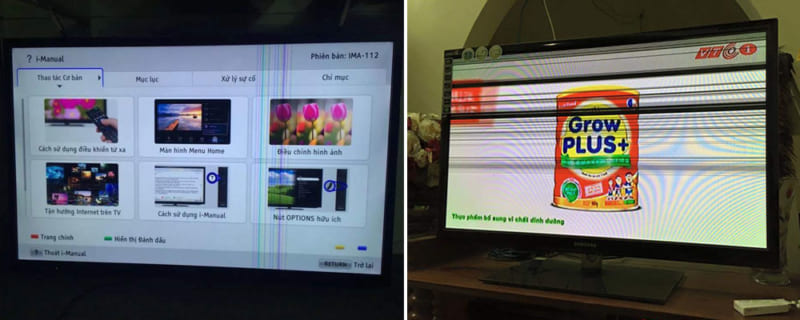 màn hình LCD bị sọc đứng ngang biểu hiện