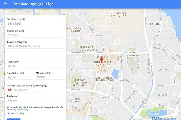 Quảng cáo nhà hàng trên Google Map